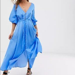 Free People Blue Later Days Lattice Midi Dress